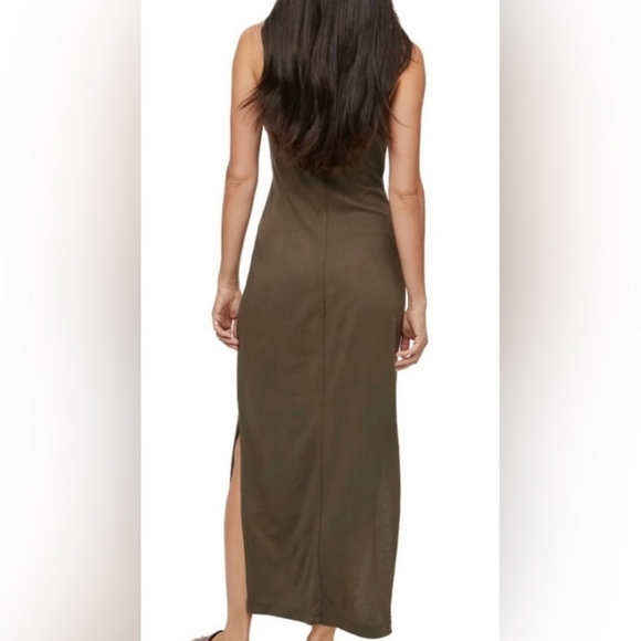 Michael Stars Solange Tie Waist Knot Maxi Knit Tank Dress XS Olive Green New - Picture 3 of 8